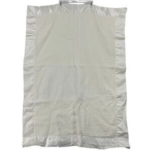 Quiltex Vintage Baby Blanket Cream Satin Trim Binding Union Made ILGWU 34" x 48"